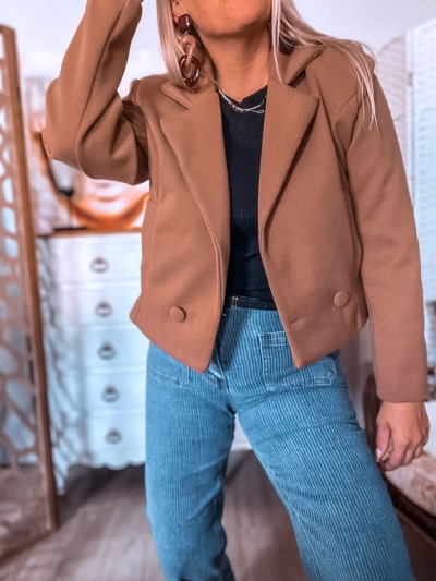 BLAZER CROPPED CAMEL
