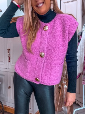 GILET BERGER ROSE