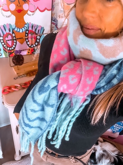 ECHARPE DOUDOU LEOP BLEUE