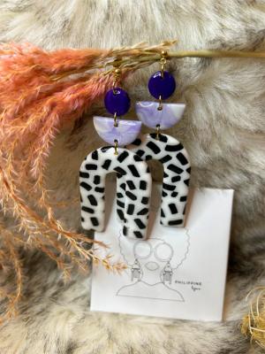 BOUCLES PHILIPPINE ZEBRE VIOLET MARBRE