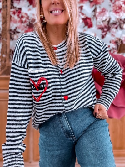 PULL GILET MARIN AMOUR