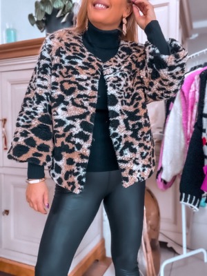 VESTE GILET LEOPARD