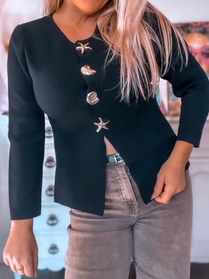 VESTE GILET SEA BUTTON NOIR